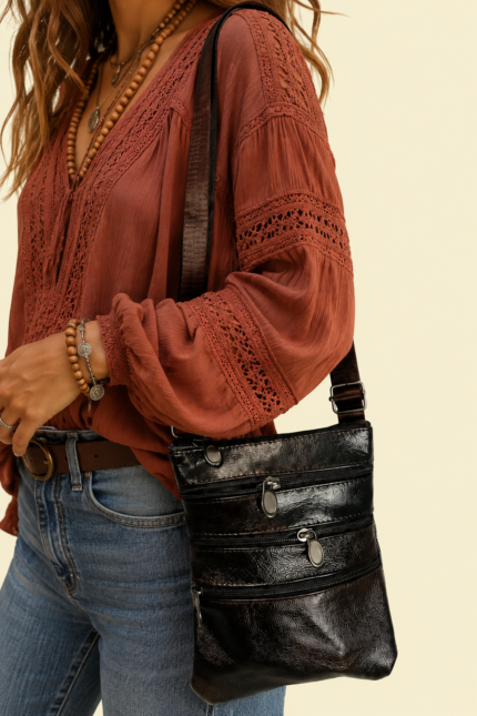 Bandolera piel tarifa marron unisex La Gata Voladora Alpujarra Almeria