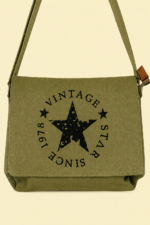 Bandolera boho urbana vintage star color verde caqui La Gata Voladora Almeria