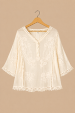 camisa bordada alba beige algodon boho chic La Gata Voladora Alpujarra Almeria