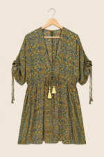 blusa seda astrid manga ajustable marron boho chic La Gata Voladora Alpujarra Almeria