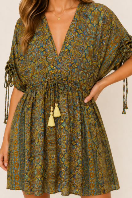 blusa seda astrid color marron estilo bohemio La Gata Voladora Alpujarra Almeria
