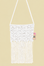 Bolso blanco macrame ibicenco boho chic La Gata Voladora Alpujarra Almeria