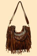 bolso piel con flecos asas hombro amazonas La Gata Voladora Alpujarra Almeria
