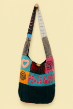 bolso tela patchwork peace love bohemio La Gata Voladora Alpujarra Almeria