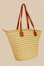 Capazo natural beige asas cuero marron bolso boho verano La Gata Voladora Alpujarra Almeria