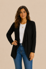 chaqueta coline negra asimetrica estilo boho chic La Gata Voladora Alpujarra Almeria