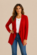 chaqueta coline roja asimetrica estilo boho chic La Gata Voladora Alpujarra Almeria