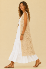 chaleco crochet largo ibicenco boho chic algodon beige La Gata Voladora Alpujarra Almeria
