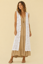 chaqueta crochet larga ibicenca algodon boho chic blanca La Gata Voladora Alpujarra Almeria