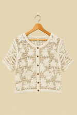 chaqueta calada crochet flores beige estilo ibicenco boho chic La Gata Voladora Alpujarra Almeria