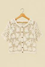 chaqueta calada crochet flores beige estilo ibicenco boho chic La Gata Voladora Alpujarra Almeria