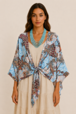 Chaqueta seda turquesa boho chic kimono La Gata Voladora Alpujarra Almeria