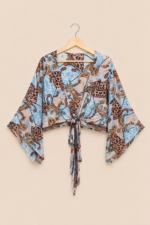 Kimono boho chic turquesa estampado La Gata Voladora Alpujarra Almeria