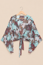 Kimono boho chic verde estampado La Gata Voladora Alpujarra Almeria