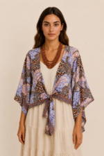 Chaqueta seda violeta boho chic kimono La Gata Voladora Alpujarra Almeria