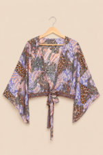 Kimono boho chic violeta estampado La Gata Voladora Alpujarra Almeria