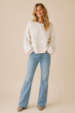 Jersey mujer Gaia blanco mangas abullonadas estilo boho La Gata Voladora Alpujarra Almeria