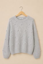 Jersey bohemio Gaia gris punto fino mangas abullonadas La Gata Voladora Alpujarra Almeria