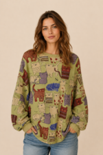 jersey green cats estampado gatos mujer La Gata Voladora Alpujarra Almeria