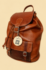 Mochila piel amina marron vintage marruecos estilo bohemio unisex La Gata Voladora Alpujarra Almeria