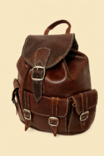 Mochila piel marron vintage jamila marruecos estilo bohemio unisex La Gata Voladora Alpujarra Almeria