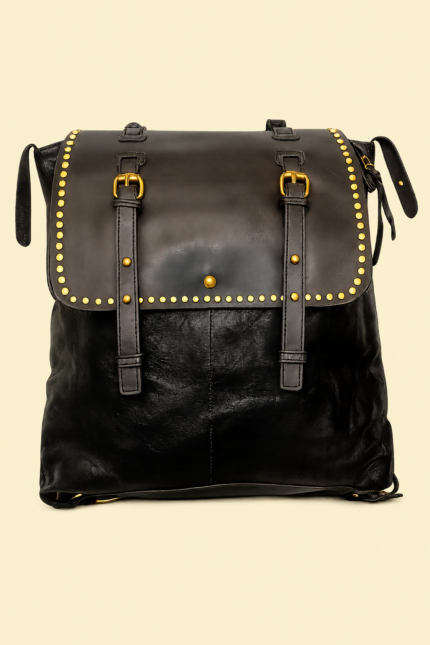 Mochila negra polipiel Arwen estilo bohemio La Gata Voladora Alpujarra Almeria