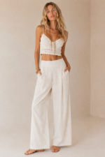 Pantalon palazzo algodon lino natural crudo mujer boho chic La Gata Voladora Alpujarra Almeria