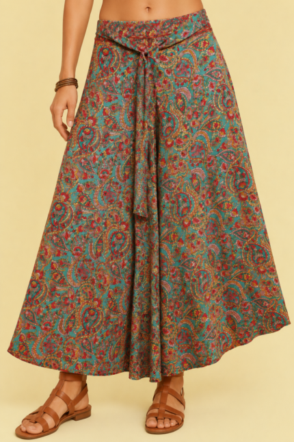 pantalon palazzo seda rosa estampado boho chic inanna gold La Gata Voladora Alpujarra Almeria