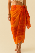 Pareo India Coline naranja estilo boho playa La Gata Voladora Alpujarra Almeria