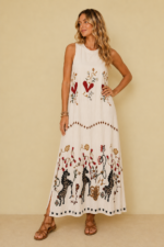 vestido estampado corazon boho chic color crudo La Gata Voladora Alpujarra Almeria