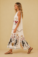 vestido estampado corazon boho chic largo color crudo La Gata Voladora Alpujarra Almeria