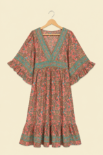 vestido seda saraswati rosa estampado boho chic La Gata Voladora Alpujarra Almeria