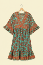 vestido seda saraswati turquesa estampado boho chic La Gata Voladora Alpujarra Almeria