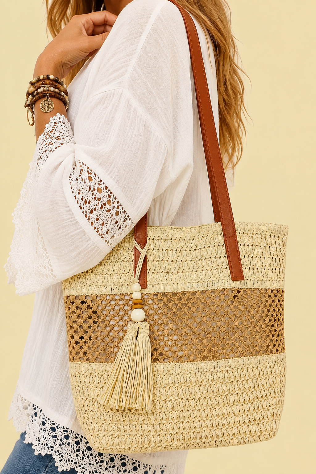 Bolso De Rafia Calima Beige (3) bolso rafia calima beige boho chic La Gata Voladora Alpujarra Almeria