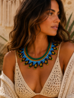 Collar Tribal Oasis artesanal cuentas de vidrio de colores La Gata Voladora Alpujarra Almeria