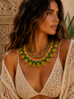Collar Tribal Sabana cuentas de vidrio estilo tribal La Gata Voladora Laujar de Andarax