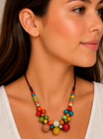 collar cerámica copacabana boho artesanal multicolor cordón ajustable La Gata Voladora Alpujarra Almería