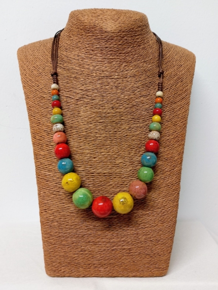 Collar Ceramica Luna Multicolor boho chic La Gata Voladora Alpujarra Almeria
