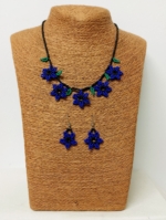 Conjunto Collar y Pendientes Flor Indigena azul boho chic La Gata Voladora Alpujarra Almeria