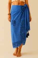 Pareo India Ganesha azul estampado elefantes La Gata Voladora Laujar de Andarax