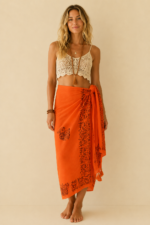 Pareo India Ganesha naranja estilo boho chic La Gata Voladora Laujar de Andarax