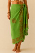 Pareo India Ganesha verde estampado elefantes La Gata Voladora Laujar de Andarax