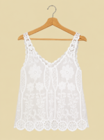 Top Bordado Boho Chic blanco para mujer en algodón 100 % La Gata Voladora Laujar de Andarax