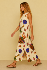 vestido estampado amazonas boho chic color crudo mujer La Gata Voladora Alpujarra Almeria