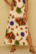 vestido estampado amazonas estilo boho chic color crudo La Gata Voladora Alpujarra Almeria