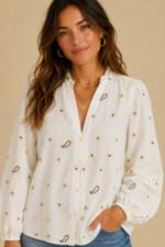Blusa Bordada Flor de Algodón blanca blusa bordada algodon boho La Gata Voladora Alpujarra Almeria