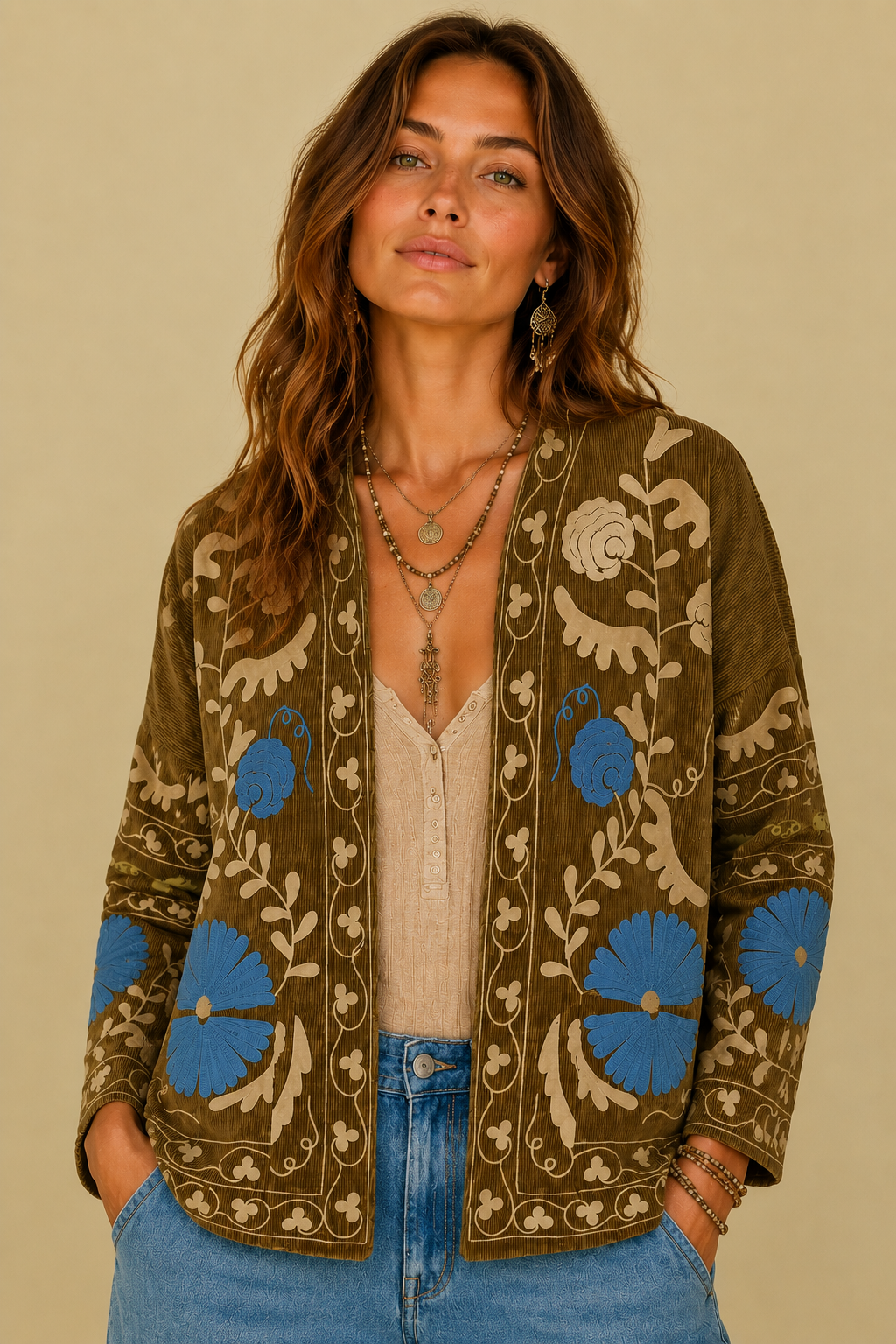 Chaqueta Bordada YasmÃn Marron (1) Chaqueta Bordada Yasmin pana boho chic bohemia marron La Gata Voladora Alpujarra Almeria