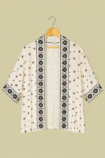 Chaqueta Tipo Kimono Mandala crudo estampada boho chic La Gata Voladora Alpujarra Almeria