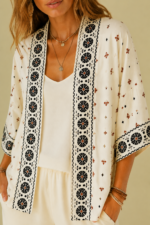 Chaqueta Tipo Kimono Mandala crudo estilo boho chic La Gata Voladora Alpujarra Almeria