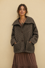 Chaqueta de Punto Nómada bohemia punto suave marron La Gata Voladora Alpujarra Almeria